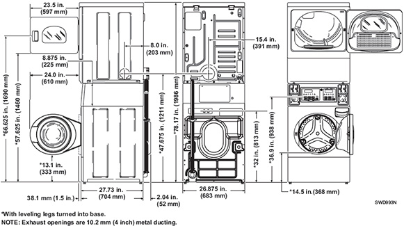 stack washer and dryer dimesions